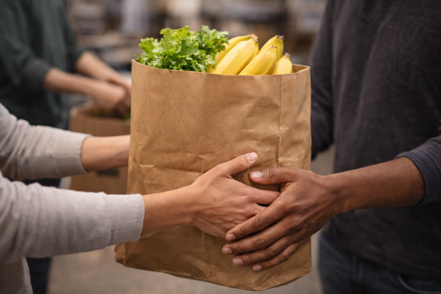 Food boxes ready for distribution