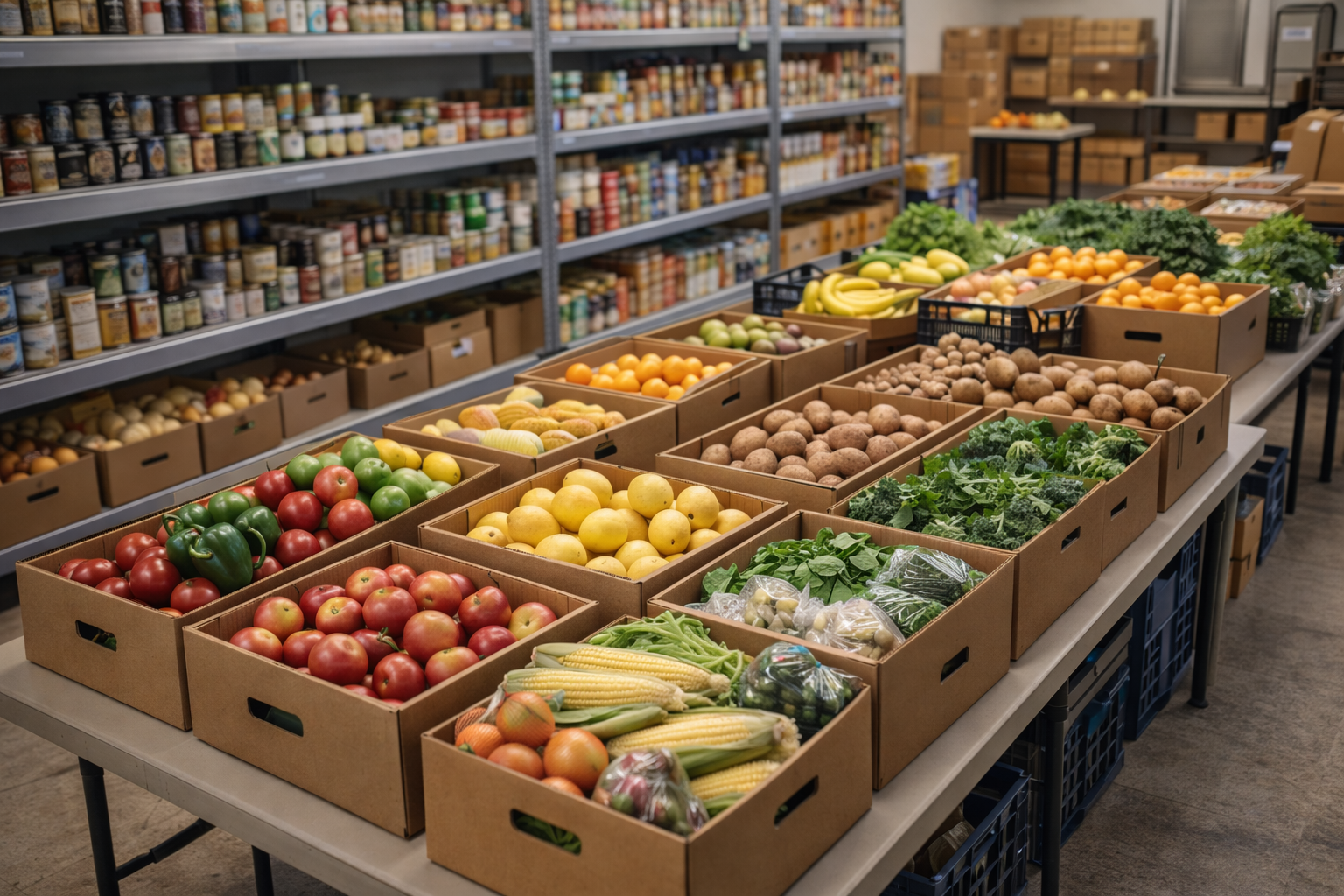 Fresh produce and pantry staples prepared for seniors